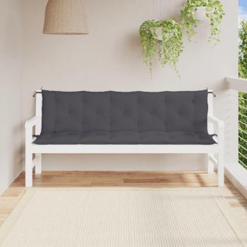 Anthracite Oxford Fabric Garden Bench Cushion 180x(50+50)x7 cm