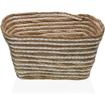 Cesta Versa natural-blanca cuadrada 30 x 16 x 30 cm