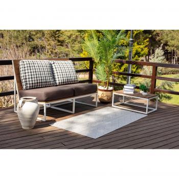 SURYA Alfombra Moderna de Exterior para Terraza, Balcón y Cocina en Gris y Marfil, Dimensiones 80 x 150 cm