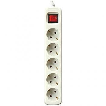 Silver Electronics 9631 Regleta Tomas con Interruptor, Blanco, 5 Enchufes / 3 metros