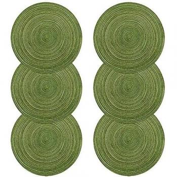 U'Artlines Place Mat, Juego de 6 manteles de Hilo de algodón Trenzado Round-shapped de 15-Inch Round-shapped