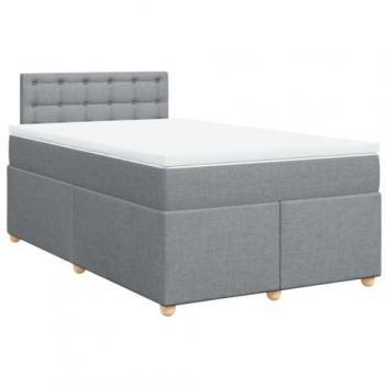 Cama box spring con colchón de muelles en tela gris claro 120x200 cm