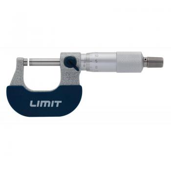 Micrómetro Limit 272370107 de 0-25 mm, precisión de 0.01 mm, cuerpo de acero, escala graduada, mecanismo de bloqueo y mango ergonómico