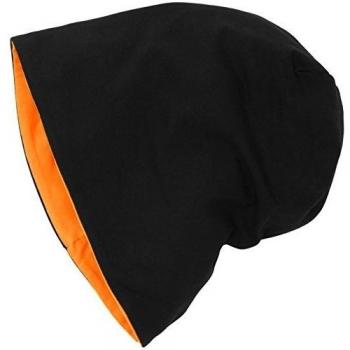 MSTRDS Reversible Jersey Beanie Hat - Unisex Multicolor (Black/Neon Orange)