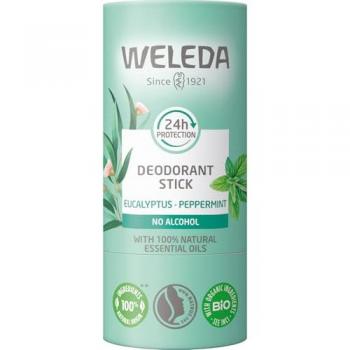 Weleda Eucalyptus & Peppermint Deodorant Stick 50g, alcohol & aluminium free, 24hr long-lasting protection, 100% natural essential oils, organic, vegan, sustainable plastic-free packaging