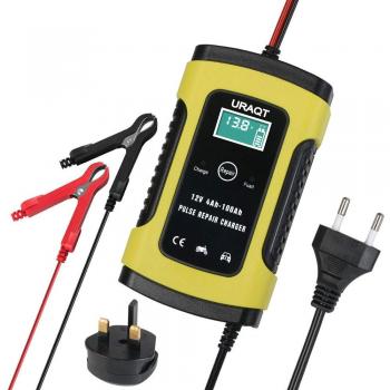 Cargador de Batería, URAQT 6A 12V Mantenimiento Automático e Inteligente con Múltiples Protecciones para Automóviles, Motocicletas, ATVs, RVs, Powersports, Barco