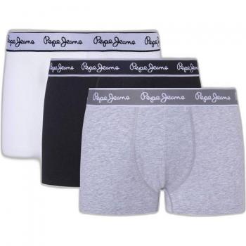 Pepe Jeans Men's 3-Pack Elastic Logo Boxers - White, Black, Grey (M)
