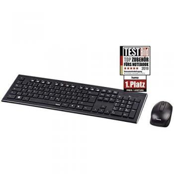 Set de Teclado y Ratón Inalámbrico Hama Cortino QWERTZ, 2.4 GHz, USB, Negro