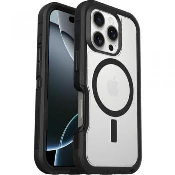 Funda OtterBox Defender XT para iPhone 16 Pro con MagSafe - Transparente/Negro, Resistente a Golpes y Caídas, Ultra-Rugerizada, Testada 7X con Estándares Militares