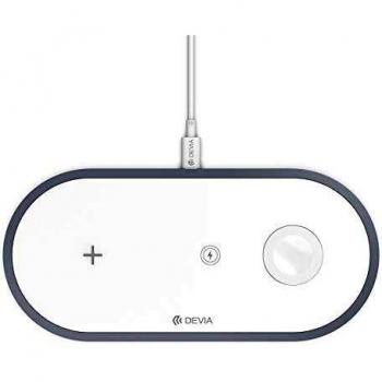 Base de Carga Inalámbrica 3 en 1 Devia para Smartphone, Smartwatch y Auriculares (10W) Blanca