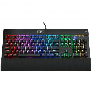 Eagle Z-77 RGB LED Backlit Mechanical Gaming Keyboard with Palm Rest , 104 Full Anti-ghosting Keys for Gamers and Typists - Replaceable Blue Switches