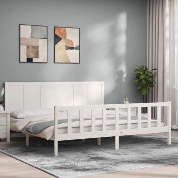 Cabecero de cama Super King Size de madera maciza blanca