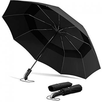 Paraguas Plegable con Teflón Impermeable - Abrir y Cerrar Automático con 9 Varillas a Prueba de Viento hasta 140km/h – Robusto Pequeño Ligero Resistente para Niños y Adultos, Hombres y Mujeres
