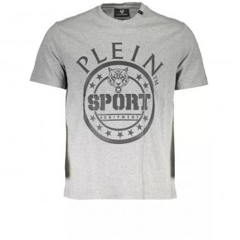 Plein Sport Gray Cotton T-Shirt - M