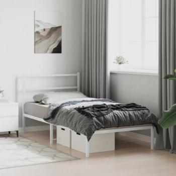 Estructura de cama de metal con cabecero blanco 100x190 cm Vidaxl