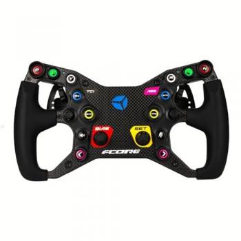 Cube Controls F-Core Volante 4 Paletas Negro - Volante de simulación con diseño ergonómico, cuatro paletas de cambio, compatibilidad con múltiples plataformas, ajuste de resistencia en el volante, retroiluminación RGB personalizable,