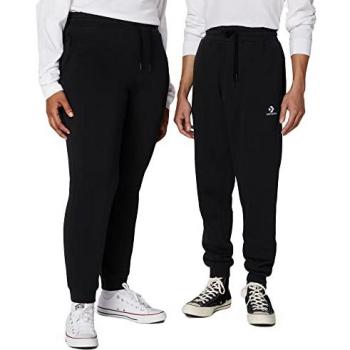 Pantalón Converse Go-To Star Standard Negro, pantalones de chándal de tejido Fleece y ajuste estándar, Converse Go-To Embroidered Star Chevron Black L, Converse star chevron pantalón hombre Negro (L)