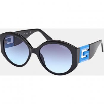 Guess Oversized Round Women's Sunglasses in Black with Blue Logo
