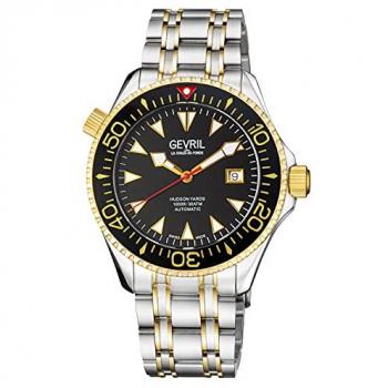 Gevril Men's Hudson Yards 48802 Two Tone Swiss Automatic Luminous Date Watch - Black Stainless Steel