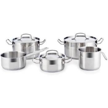 Quid Azzero - Batería de acero inox, 5 piezas, para todos los fuegos, Inducción