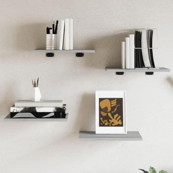 Estantes de pared 4 piezas Sonoma gris 40x30x1,5 cm madera multicapa