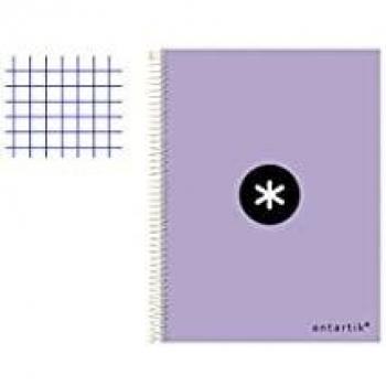 Cuaderno espiral liderpapel a5 antartik tapa dura 80h 100 gr cuadro 5mm color lavanda