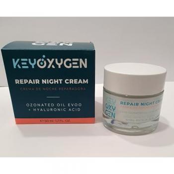 Crema Facial de Noche Nutritiva Regeneradora y Antiedad Key Oxygen Repair 50ml con Ácido Hialurónico, PeroxiBiokey y AOVE Ozonizado