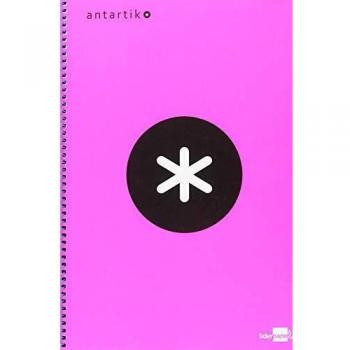 Liderpapel Antartik - Cuaderno espiral folio tapa dura cuadro 4 mm, color rosa fluorescente