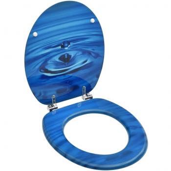 Asiento WC y tapa MDF azul diseño gotas de agua