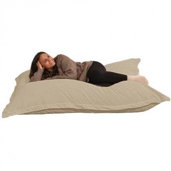Puf Gigante de Terciopelo Acanalado Beige 180 x 140 cm - Suave y Confortable, Ideal como Sofá Puff XXL con Relleno de Espuma