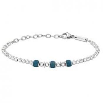 Pulsera de Acero Inoxidable para Hombre Breil TJ3543, Elegante y Minimalista, con Esferas Intercaladas de Cerámica Griega, Longitud Ajustable - Colección Mixology