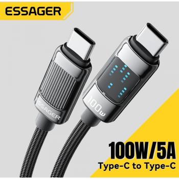 Essager 100W USB Type C to USB C Fast Charging Cable for Xiaomi Samsung PD 5A - 2m Grey