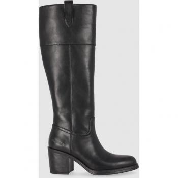 Botas de tacón altas para mujer Georgia 02 negras con puntera redonda y cierre de cremallera