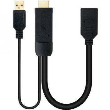 Nanocable 10.16.0205 Conversor Cable HDMI Macho a DisplayPort Hembra, Versión HDMI 2.0, Versión DisplayPort V1.2, Longitud 20cm, Color Negro