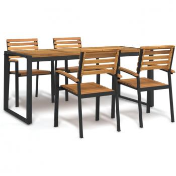 Acacia and Metal 5-Piece Outdoor Dining Set