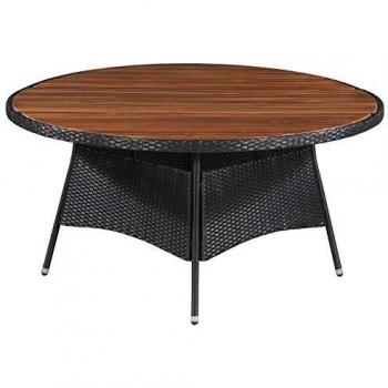 vidaXL Madera Maciza Mesa de Comedor Ratán Sintético 150x74 cm Salón Centro