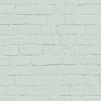 Papel Pintado Imitación Ladrillo Verde Menta - 0,53 x 10,05 m - Estahome
