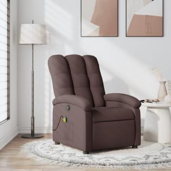 Silla de masaje reclinable marrón oscuro en tela