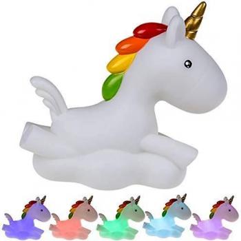 Ootb Noche de plástico, Unicornio con luz LED cambiacolor, Multicolor