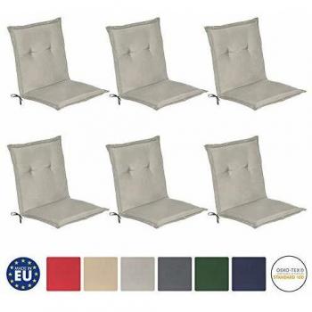 Set de 6 Cojines para Sillas de Balcón o Asiento Exterior con Respaldo Bajo - 100x50x6 cm - Gomaespuma Compacta Gris