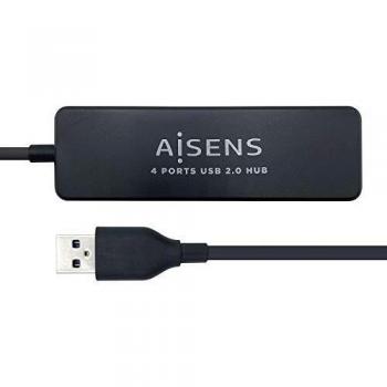 AISENS - A104-0402 - HUB USB 2.0, Tipo A/M-4xtipo A/H, Negro, 30cm