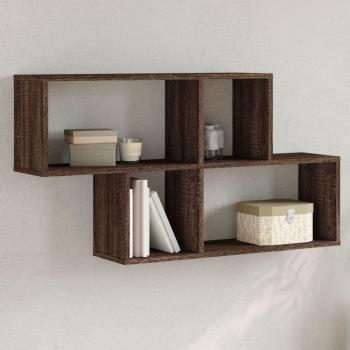 Estantería de pared de madera ingeniería 100x20x53 cm en colores Blanco, Negro y Roble Sonoma, mueble de almacenaje para oficina, estudio y dormitorio