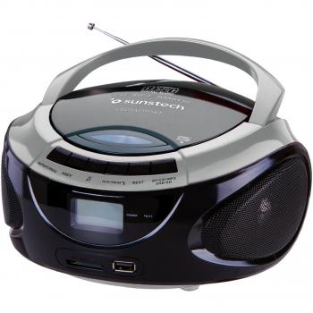 Sunstech CRUSM395BTSL - Radio CD portátil estéreo con Bluetooth, USB y lector de tarjetas SD, color plata