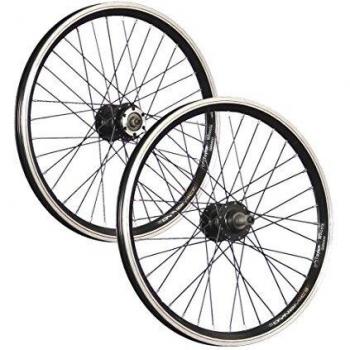 Juego de ruedas para bicicleta de 20 pulgadas GrÃ¼nert Dynamic4 doble pared disco negro 6 agujeros