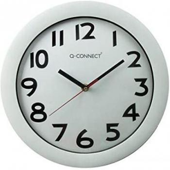 Reloj q-connect de Pared plastico Oficina Redondo 30 cm Marco Blanco