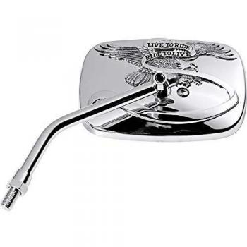 Hashiru Espejo de manillar para motocicleta, M10x1,25R ST03, cuadrado, cromado, unisex, multiusos, para todo el año, metal