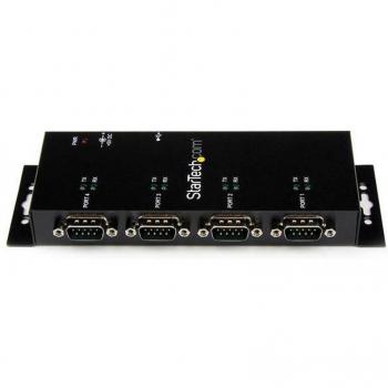 StarTech.com 4 Port USB to DB9 RS232 Serial Adapter Hub - Industrial DIN Rail and Wall Mountable
