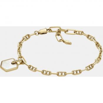 Pulsera Fossil Heritage JA7210710 dorada con nácar y zirconia sintética