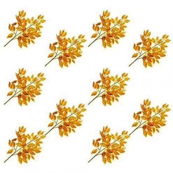 vidaXL 10x Hojas Artificiales de Ficus Decoración Flores Flora Artificial Aspecto Realista Imitación Vegetación Hogar Oficina Dorado Longitud 65cm