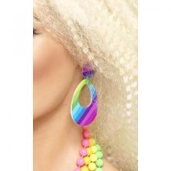 Pendientes Lágrimas Multicolor estilo de los 80 para Mujer de Smiffy's